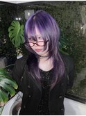 パープル レイヤーカット ウルフカット ハイトーン