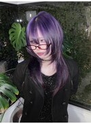 パープル レイヤーカット ウルフカット ハイトーン