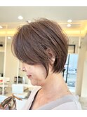 別府ショートボブ顔周りレイヤーカット髪質改善カラー