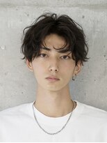 黒髪×コンマヘア×無造作パーマ[表参道/青山/渋谷/原宿]