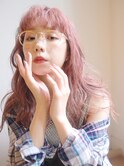 ばさばさウェーブ_チェリーブラウンフェミニンロング_78633