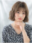 ゆるふわウェーブ前下がり小顔ボブパーマn古河20代30代40代