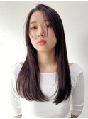 ウェットヘアオリーブベージュ×縮毛矯正レイヤーカット×新潟