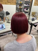 アジールヘア 所沢プロペ通り店(agir hair) ボブレイヤーカットデザインカラーチェリーレッドピンク所沢韓国