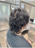 メンズミディアムウルフパーマツイストスパイラルパーマゆるめ
