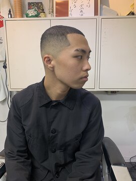 メリケンバーバーショップ フクオカ(MERICAN BARBERSHOP FUK) べリーショートダークアッシュニュアンスパーマ韓国マッシュ