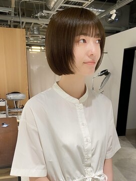 ゴウトゥデイ 渋谷MODI店(GO TODAY) 透明感オリーブブラウンの前髪ありコンパクトボブ