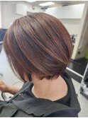 大人ショート白髪ぼかし