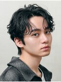 心斎橋センターパートニュアンスパーマフェザーショート緩め色気