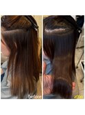 before  after  顔周りの内側のクセが気になる髪に縮毛矯正