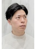 メンズリバース毛流れツーブロックパーマナチュラル