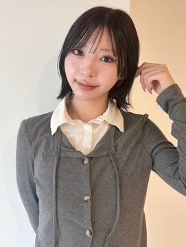アモレット 天文館店(amoretto) くびれヘア 暗髪 黒髪 ボブヘア シースルーバング 顔周りカット