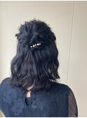 ハーフアップ◯波ウェーブ