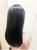 ナチュラルロング×ブルーカラー