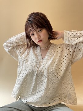 アロン(Allons Ginza) ★くびレイヤーエモージュ前髪マチルダボブインナーグレージュ