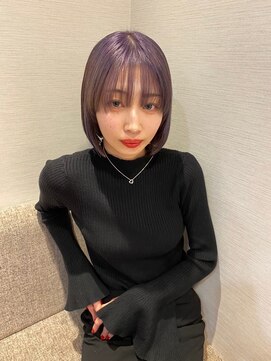 シノヤ 東根店(Shinoya) おとなクールバイオレット×前下がりヘイリーボブ　20代30代40代
