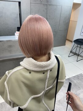 ヴェイン 渋谷(vain) ツヤツヤボブカット×ハイトーンピンクベージュ
