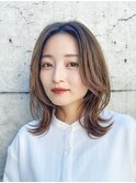ミルクティーベージュダブルカラーケアブリーチ顔まわりレイヤー