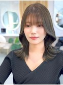 韓国ヘア　2wayバング  レイヤーカット くびれヘア  顔周り/