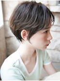 大人可愛い20代30代40代黒髪前下がりショートボブ丸みショート◎