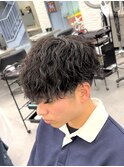 縦落ちツイストスパイラルメンズパーマ波巻きツイスパ