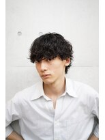 センターパートカルマパーマビジネス韓国ヘアシャドウパーマ