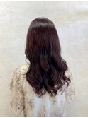 艶髪ウェーブ スタイル愛されレッドブラウンカラー