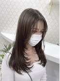 韓国風ミディアムレイヤー透明感グレージュ