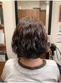 20代30代40代50代ブラウン小顔マニッシュワンレンパーマボブ