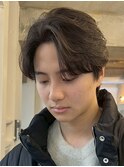天神メンズフェザーパーマシャドウパーマスパイラルパーマゆるめ