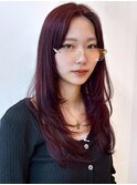 チェリーレッド センターパート ロングレイヤー ワンカール