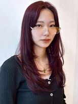 ザ ドッツ(THE DOTS) チェリーレッド センターパート ロングレイヤー ワンカール