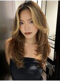 韓国ヘアーハッシュカットレイヤーカットハイライトカラー