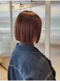 20代30代冬向け◎小顔ストレートボブ×暖色ブラウン