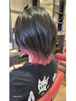 クリック 辰巳店(CLiC) 【ウルフ×インナーカラー】黒髪に映える、チェリーピンク