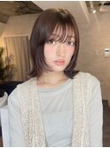 顔周りカットレイヤーボブミルクブラウンフェイスレイヤー