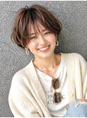 大人可愛いニュアンスショート×シースルーバング