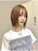切りっぱなしボブタッセルボブダブルカラーオリーブベージュ