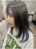 レイヤーフェイスフレーミング×インナーカラー×クリアブルー　
