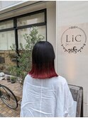 外ハネロブ×グラデーションカラー レッド