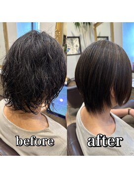 ルフール(ref-le) 美髪矯正で広がり知らずの前下がりショートに!