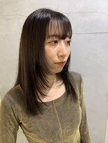 デューヘアー(due hair) 韓国風ミディアム顔周りレイヤースタイル/オリーブベージュ