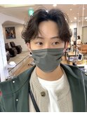 メンズカット 韓国パーマ センターパート 表参道