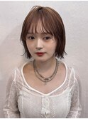 ストレートくびれヘアアプリコットオレンジ夏のヘアアレンジ