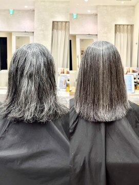 シンズ 銀座(sins) お白髪混じりの強い癖を、sinsストレートでサラツヤ髪に