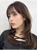 新杉田レイヤーカット韓国ダブルカラー顔周り前髪カットボブ