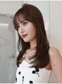 顔周りレイヤーカットべージュカラーくびれレイヤーカット