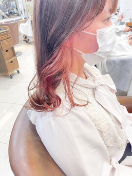 ネオリーブアイム 横浜西口店(Neolive aim) ベージュ×チェリーピンク/インナーカラー【横浜】w