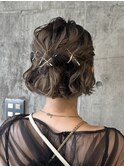 ショートヘアののハーフアップ