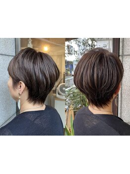 大人のショートヘアはもちろん、切りっぱなしボブや顔まりのカットもお任せ！あなたの魅力を引き出します☆